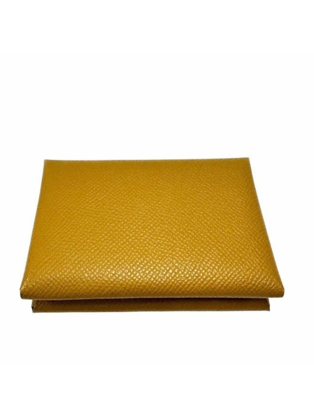Hermes Epsom Calvi Duo Leather Coin Case Card Compact Wallet Caramel
